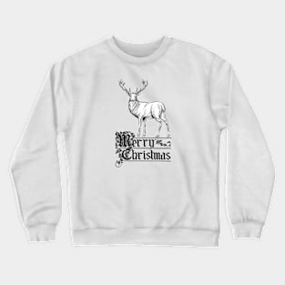 Merry Christmas with Deer Vintage Look Crewneck Sweatshirt